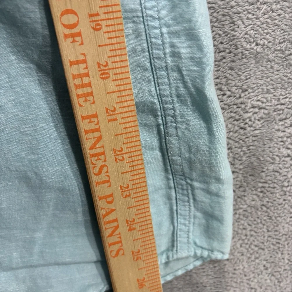 Uniqlo Linen Button Shirt Men's S Short Sleeve Light Blue Beach Coastal Boho
